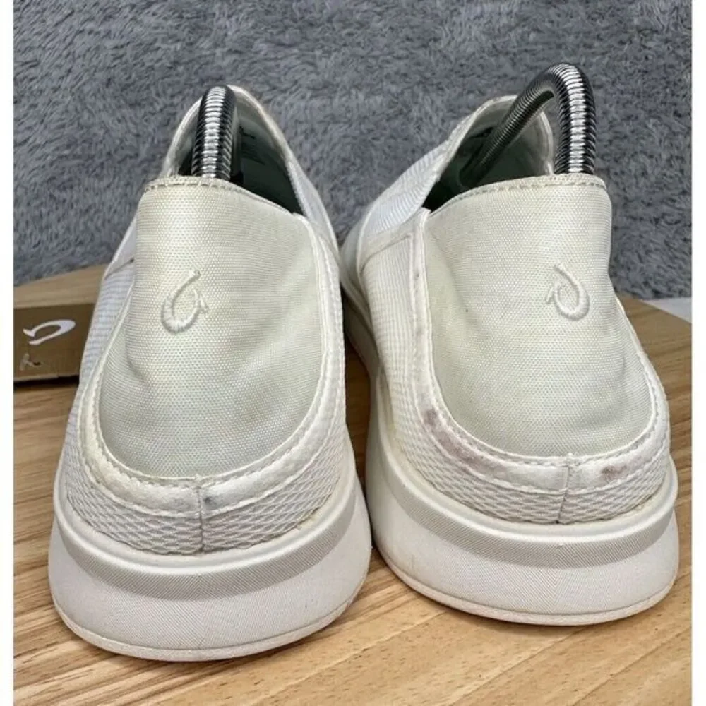 New Olukai Lae'ahi‎ Men Size 11 White/Beige Slip On Lightweight Loafer Shoes